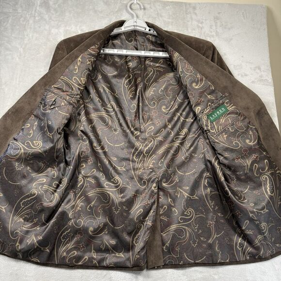 Lauren Ralph Lauren Corduroy Blazer Sports Coat Mens 42R Paisley Brown Jacket - Picture 8 of 16